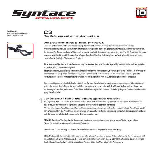 Bedienungsanleitung Syntace C3 Clip